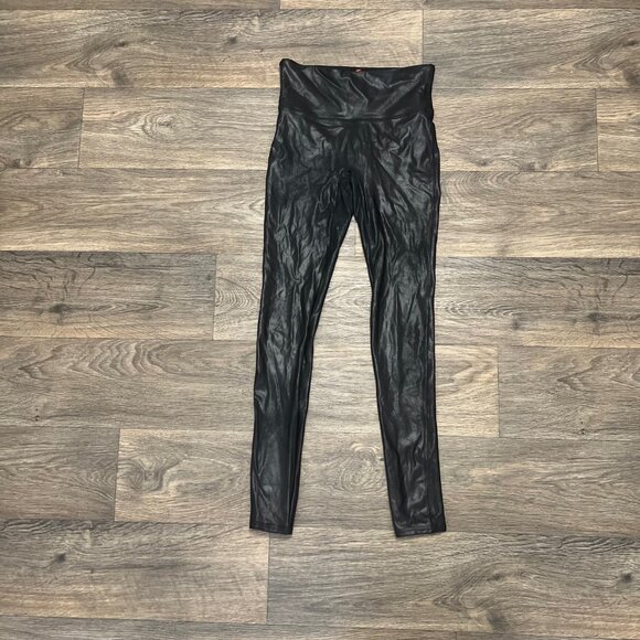 SPANX Shape Faux Leather Leggings Black Size Small - Picture 3 of 5